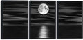 Wieco Art Framed 3 Panel Sea White Full Moon in Night Canvas Print Wall Art Black and White Ocean Beach for Living Room Bedroom Kitchen Home Decorations Modern Abstract Artwork