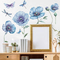 3D Wall Stickers DIY Flower Wall Decal Removable Waterproof Wall Art Decor for Bedroom Living Room Offices Home Decoration (Blue Corn Poppy)