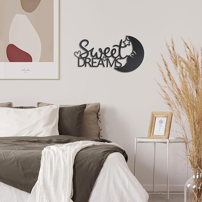 OYEFLY Metal Sweet Dreams Wall Decor,Modern Black Metal Wall Art (style 1)