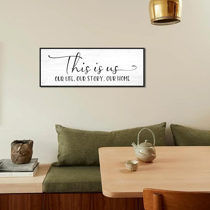 YPY This Is Us Family Wall Decor Sign for Living Room, Farmhouse Home Decor Wall Entryway Quotes Bedroom Decorative Plaques Art 32'' x 12''