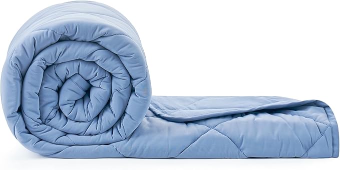 Cozy Bliss Cooling Throw Blanket for Hot Sleepers 50"x70", Q-Max 0.45 Cooling Comfort, Cold Blankets for Night Sweats Sleeping, Ultra-Cool Lightweight Breathable Summer Blanket for Couch Bed, Blue