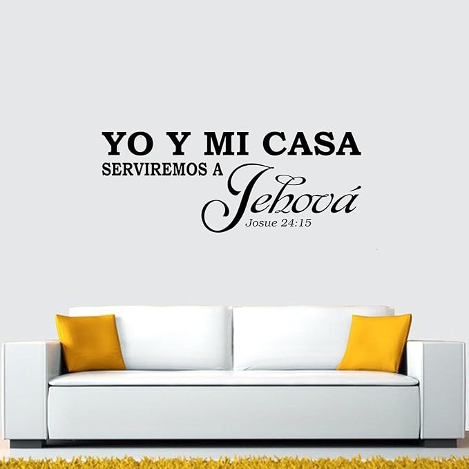 Bible Verse Wall Decals for Adults: Christian Spanish Quotes Inspirational Vinyl Art Wall Decals for Living Room - Yo Y Mi Casa Serviremos A Jehová 32" X 12.5"