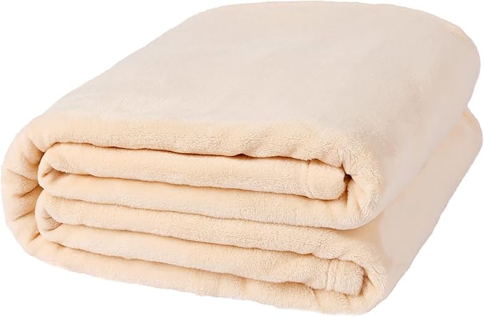 NANPIPER Fleece Blankets, Super Soft Flannel Fuzzy Blanket for Bed Couch, Luxury Cozy Plush Microfiber Blanket-Twin Size,Beige