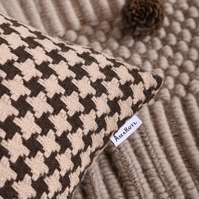The Perfect Combination of AMAROTI Coffee Color and Gray, Exquisite Windmill Texture Pattern, 18X18 inch Farmhouse Living Room Sofa More Upscale Enjoy Jacquard Craft and Velvet Texture Fabric