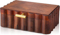 Nosiny Scalloped Wooden Jewelry Box Trinket Organizer with Lid Fan Shaped Decorative Storage Box for Keepsake, Rings, Earrings, Photos, Home Nightstand Dresser Display, 7.25 x 10 x 3.88 Inches
