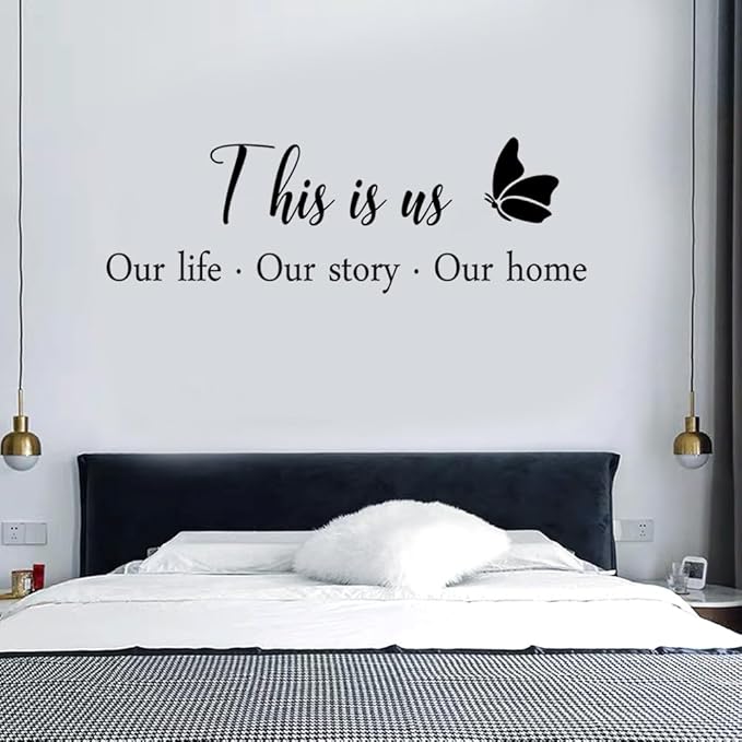 4 Pieces THIS IS US TOGETHER BLESS THIS HOME Wall Decor Signs - Vinyl Wall Stickers for Living Room, Bedroom, Home Office, Teen Dorm