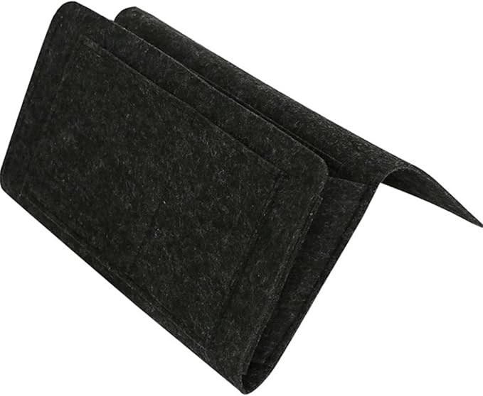 BFYDOAA Bedside Caddy Felt Storage Bag, Hanging Caddy Pockets Bag for Dorm,Bunk Bed,Sofa,Hospital Bed Rails Organizer(Black)