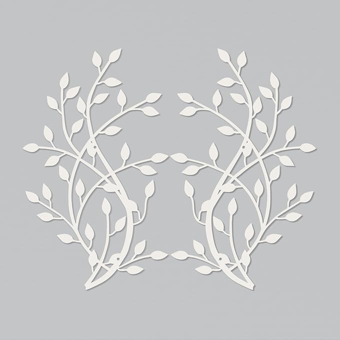 Meltset Metal Tree Leaf Wall Decor, Vine Olive Leaf Branch Wall Art,Wrought Iron Artwork, Decorative Wall Sculptures Above The Bed, Living Room, Indoor and Outdoor (S/White)