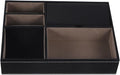Faux Leather Nightstand Jewelry Box 10.23X7.20X2.04In Multi-Compartment Storage Organizer for Watches Phone Wallet Keys with Retro Style for Bedroom and Office