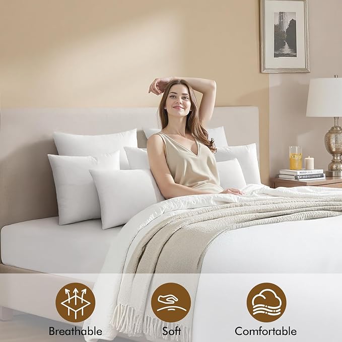 MIULEE 16x26 Inch Pillow Insert, Throw Pillow for Bed Sofa Couch Rectangle Decorative Lumbar Virgin Microfiber Stuffer