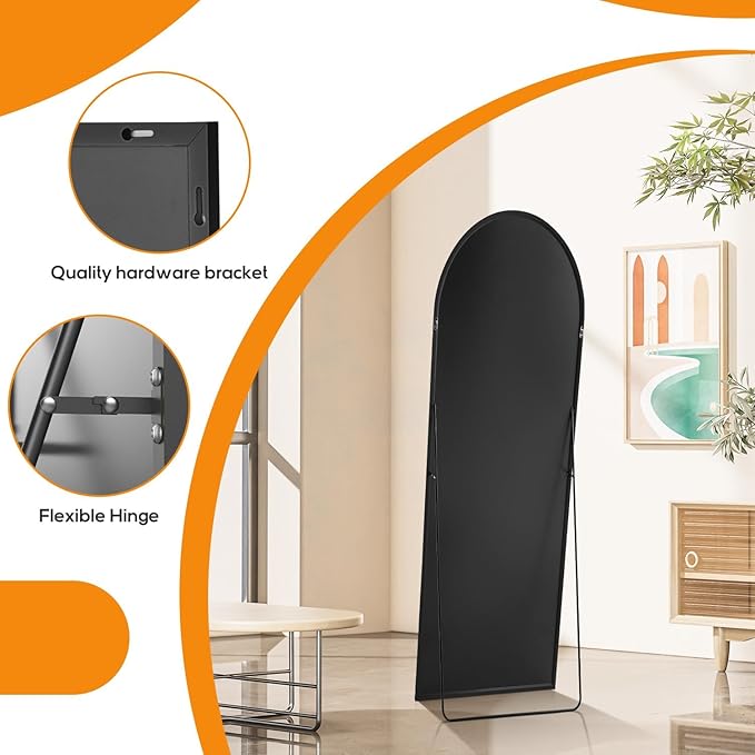 Mirror Full Length, Upgraded Body Wall Mirrors with Shatter-Proof Glass, Floor Standing, Hanging or Leaning, Tall Mirror with Stand Aluminum Alloy Frame for Bedroom Cloakroom