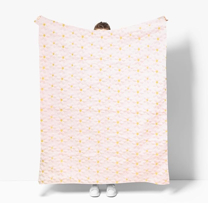 Horaldaily Spring Summer Throw Blanket, Pink Daisy Soft Fuzzy Plush Faux Fur Cozy Blankets for Couch Sofa Bed Lounging, Ideal Gifts for Kids Adults Wife Self, 60x80