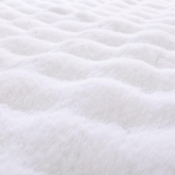 Cozy Fluffy Plush Faux Fur Blanket White 50x60 Inch Super Soft Fuzzy Thick Throw Blanket for Sofa Couch Bed