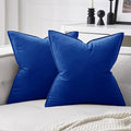 MIULEE Royal Blue Velvet Throw Pillow Covers 20x20 Soft Decorative Solid Square Cushion Cases Pack of 2 Modern Luxury Home Decor for Couch, Sofa, Bedroom