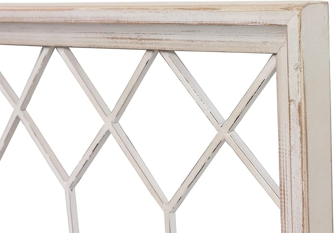 Sintosin Rustic Wood Window Frame Wall Decor 40 x 20 inches, Hanging Washable White Farmhouse Faux Windows Frames for Walls, Decorative Wall Art for Living Room Bedroom Hallway Christmas