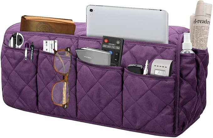Sofa Armrest Organizer Waterproof Armchair Caddy Remote Control Holder for Recliner Non Slip Recliner Organizer Chair Arm Organizer with 14 Pockets for TV Remotes, Books, Magazines, iPad
