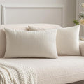 MIULEE Velvet Throw Pillow Covers 12x20 Inch, Pack of 2 - Cream White, Soft Solid Lumbar Decorative Pillow Covers Modern Luxury Home Decor for Spring Couch Sofa Bedroom Livingroom