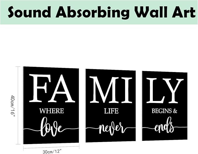 Family Where Life Begins And Love Never Ends Wall Art:3 Piece Love Quotes Wall Decor Above Bed,Modern Minimalist Family Signs Country Farmhouse Decor for Living Room Bedroom 12"x16"
