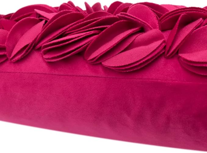 KINGROSE 3D Flower Cushion Cover Home Decorative Throw Pillow Cover Rectangular Pillowcase Sham for Couch Bed Living Room Sofa 12 x 20 Inches Velvet Rose Red