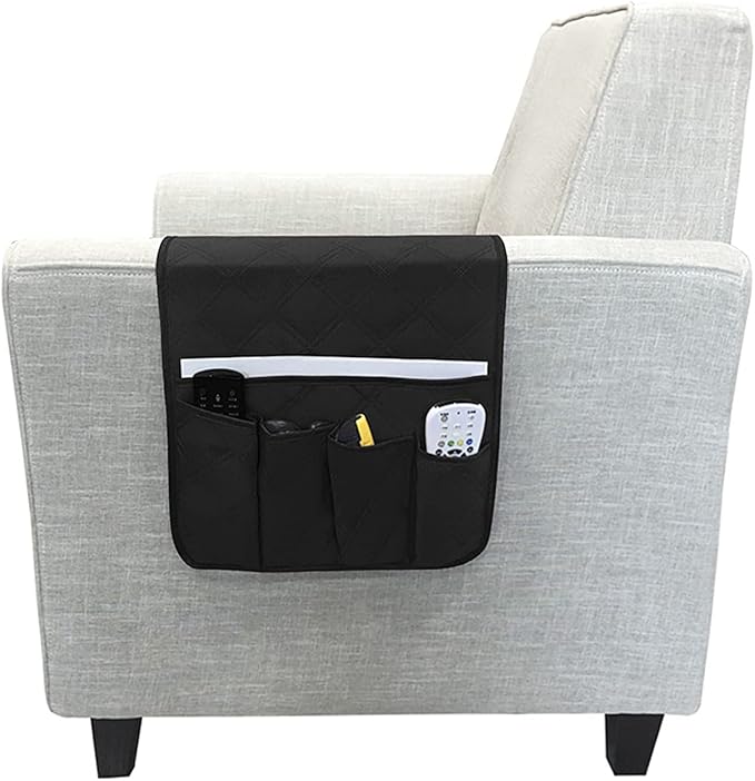Couch Sofa Armrest Organiser Arm Chair Caddy Bedside Storage Pocket with 6 Pockets TV Remote Holder Bed Storage Pocket Bag for Cellphone Tablet Notepad Book Magazines DVD Glasses