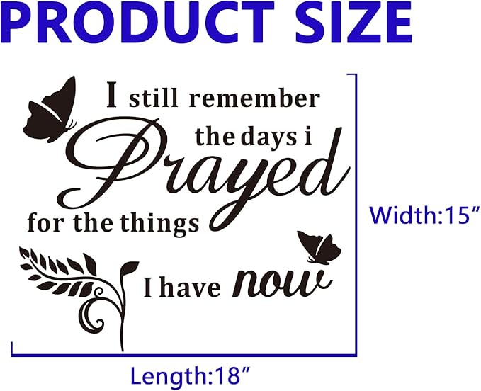 Inspirational Family Quotes Wall Stickers: Home Vinyl Art Wall Decals for Living Room Kitchen - I Still Remember The Days I Prayed 18" X 15"
