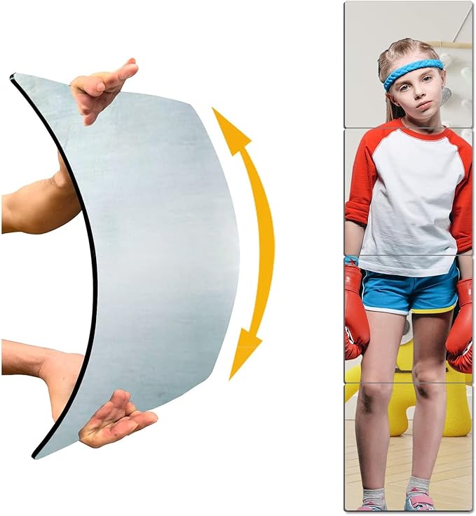 Unbreakable Door Mirror Full Length, Full Body Mirror for Kids, 4Pack 12 x12 inch, Shatterproof Plexiglass Long Mirrors for Bedroom Closet, Children Plastic Mirrors Non Glass Stick on miroir