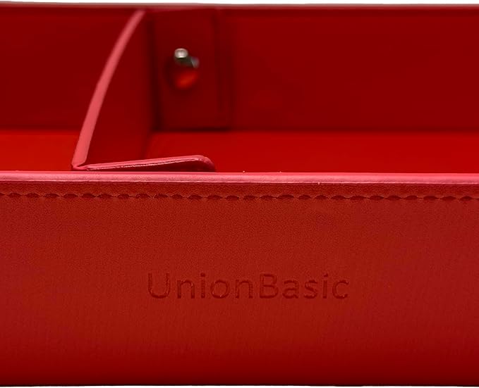 UnionBasic Medium Valet Tray, Jewelry Tray for Rings Watches Earrings, Entryway Catchall Caddy for Coins Keys Change, Nightstand Bedside Valet Holder, Trays for Electronic Gadgets, Red Plus