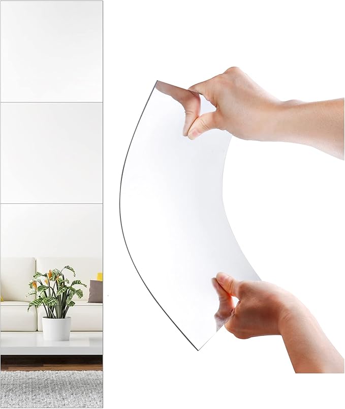 SLDIYWOW Wall Mirror Full Length, 4Pcs Full Body Mirror for Bedroom, Safety Unbreakable Mirror Great for Baby Kids Toddler, Full Body Mirror Tiles for Bedroom, Home Gym, Living Room