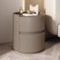 Round Night Stand Nightstand, Wooden Bedside Table Set for Bedroom, Outer Leather Bedside Table, Nightstand Storage Living Room end Tables Drawer Shelf Bed Side Table ( Color : Dark brown , Size : 40x