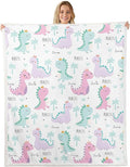 Erosebridal Queen Size Dinosaur Blanket Throw Pink Purple Dinos Sherpa Fleece 90"x90" Kids Girls Cartoon Fuzzy Blanket Child Room Decor Sofa Decor