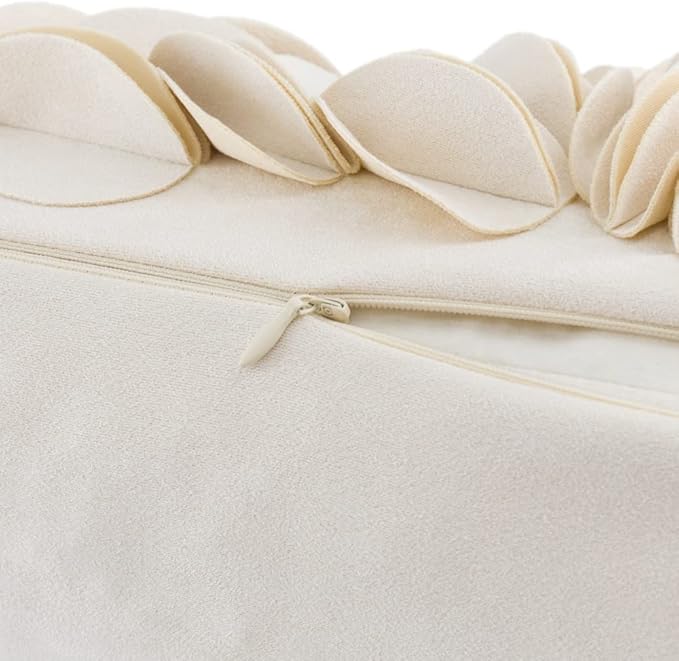 KINGROSE Handmade 3D Flower Home Decorative Throw Pillow Case Rectangular Cushion Cover 12 x 20 Inches for Bed Living Room Sofa Chair Solid Suede Beige