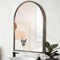 Arched Metal Framed Wall Mirror, Large 26"x18" Aluminum Alloy Bathroom Mirror for Wall, for Bedroom, Entryway, Living Room Vanity Coffee
