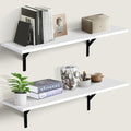 Heavy Duty Long Wall Shelves Set of 2, Floating Shelves Wall Mounted with Industrial Brackets, 40lbs Capacity Shelves for Laundry Room, Kitchen, Bathroom, Living Room (31.5"*8",White)