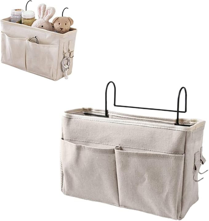 Bedside Caddy, Hanging Storage Organizer Bed Organizer Hanging Pocket Side of Bed Storage Pouch Dorm Bed Storage for Books Mobile Phones (-3117230063811)