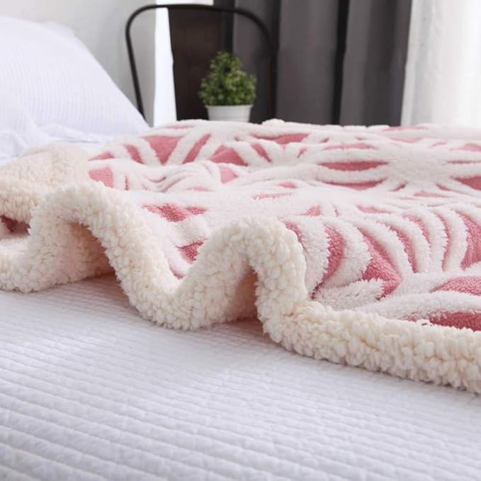 LOMAO Sherpa Fleece Blanket Easter Gifts for Mom Cozy Soft Throw Blanket for Women Men Dual Sided Couch Sofa Bed Blanket (Pink, 71''x80'')