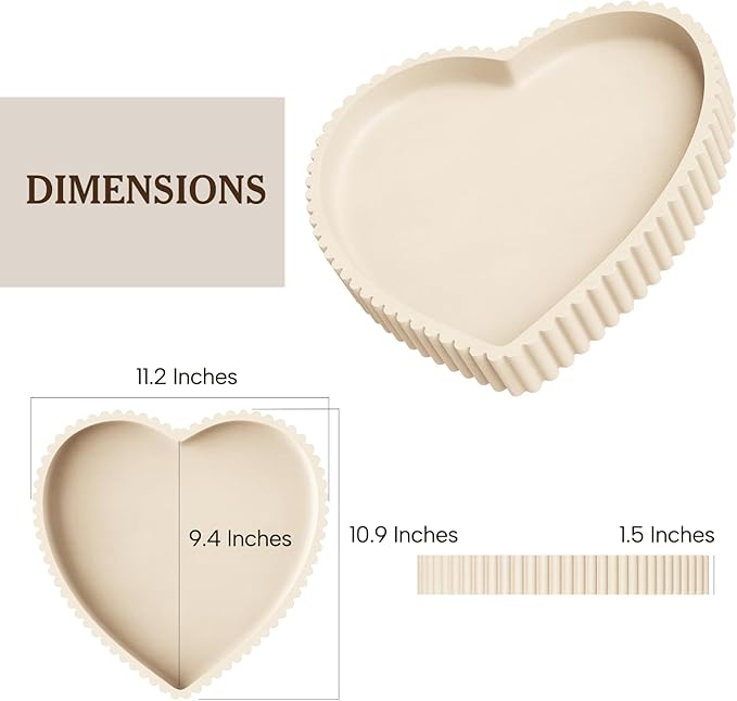 Heart Shape Decorative Tray for Coffee Table Decor, Concrete Tray Home Decor, Bandejas Decorativas, Heart Design Coffee Table Centerpiece
