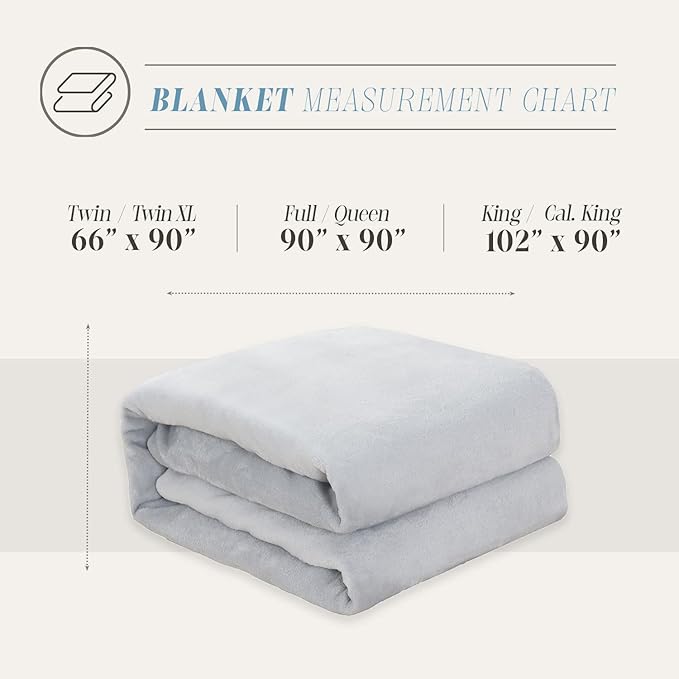 Elegant Comfort Luxury Velvety Feel Blanket, All-Season Lightweight Blanket, Ultra Plush, Soft, Cozy-Fuzzy Flannel Fleece for Couch, Sofa, Bed, Travel, Solid Design, King/California King, Silver Gray