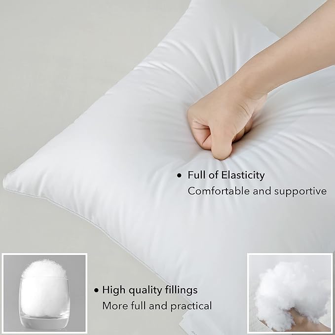 FAVRIQ 22 x 22 Pillow Inserts (Set of 2) - 22 Inch Square Interior Sofa Throw Pillow Inserts with 100% Cotton Cover - Decorative Pillow Insert White Sofa Pillow