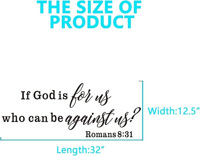 Christian Wall Decals for Living Room: Bible Verse Quotes Inspirational Bedroom Vinyl Art Wall Stickers - If God is for Us Who can be Against US 32" X 12.5"