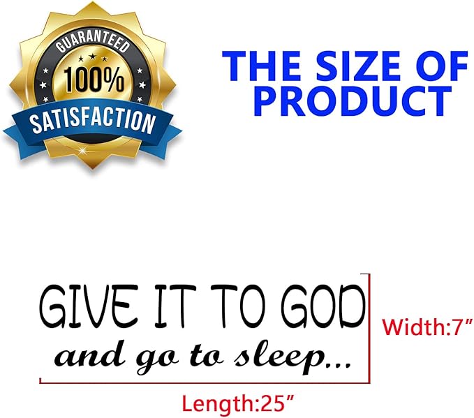 Wall Decals, Wall Stickers for Bedroom, (Easy to Apply), Vinyl Wall Decor Art Quotes Inspirational Motivational Men Women Adults Scripture Bible Verse Give It to God and Go to Sleep 35"X9.8"