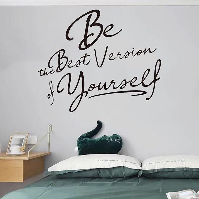 Inspirational Quotes Bedroom Wall Stickers: Women Beautiful Home Positive Vinyl Art Wall Decals - Living Room Bathroom Kitchen Family Wall Decor - Be The Best Version of Yourself 18" X 15"