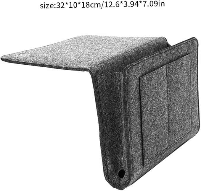Bedside Organiser, Bedside Storage Pocket, Felt Bag Bed Hanging Storage Pouch Sofa Desk Hanging Organizer Remote Holder or Home Bed Rails, Sofa, Bunk Beds Dark Grey