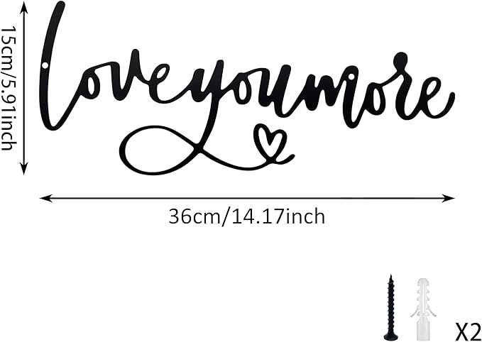 Love You More Sign Metal Wall Decor Love You More Metal Wall Decor Hanging for Living room Bedroom House Decoration for Housewarming Wedding Anniversary Valentine Gift