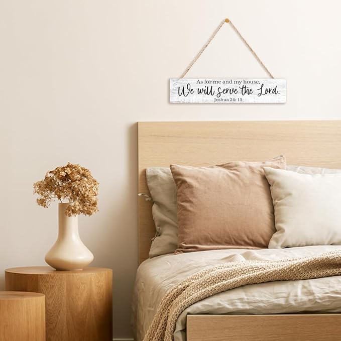 AGMDESIGN As for Me And My House We Will Serve The Lord Bible Verse Wood Sign, Christian Declaration Decor for Prayer Room Church, Faith-Based Wall Decor, Christian Jesus Hanging Wooden Plaque