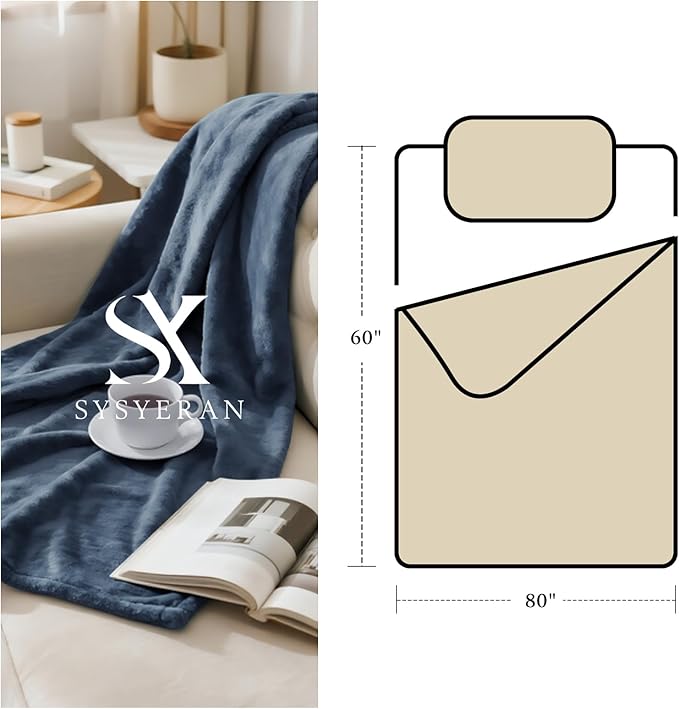 Plush Velvet Fleece Bed Blanket, Lightweight Queen Size Blanket, Soft Fuzzy Cozy Blanket for Couch (Haze Blue, Twin)
