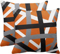 Emvency Set of 2 Throw Pillow Cover Orange Black Stripes Grey White Design Retro Decorative Pillow Case Striped Home Decor Square 18x18 Inch Cushion Pillowcase