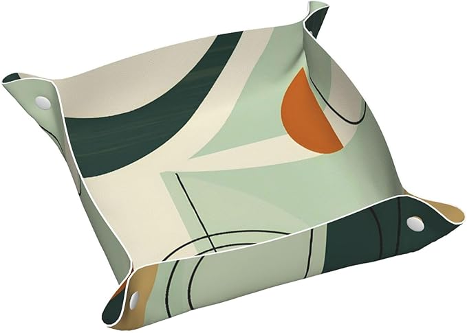 Mid Century Modern Abstract Pattern Tray Men's Leather Valet Parking Portable Entrance Trays Bedside Storage Box