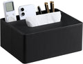 Tissue Box Cover Rectangle with 2 Compartments Remote Holder, PU Leather Tissue Box Holder Rectangle for Livingroom NightStand, Tissue Holder for 120(3-Ply)/160(2-Ply) Tissue Box (Black)