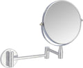 Amazon Basics Wall Mount Round Vanity Mirror with 360° Rotation, Double Sided, 1X/5X Magnification, Adjustable, 12.8"L x 10"W, Chrome