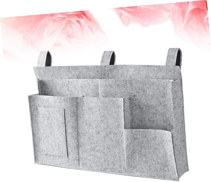 ABOOFAN Felt Fabric Storage Bag Hanging Organizer for Bedside Dorm Car Capacity Compartments for Phone Chargers Snacks Books Mesh Design